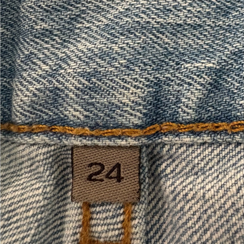 CARMAR Distressed High-Rise Boyfriend Jeans Light Wash Size 24 Wide Leg 5 Pocket - Picture 6 of 10